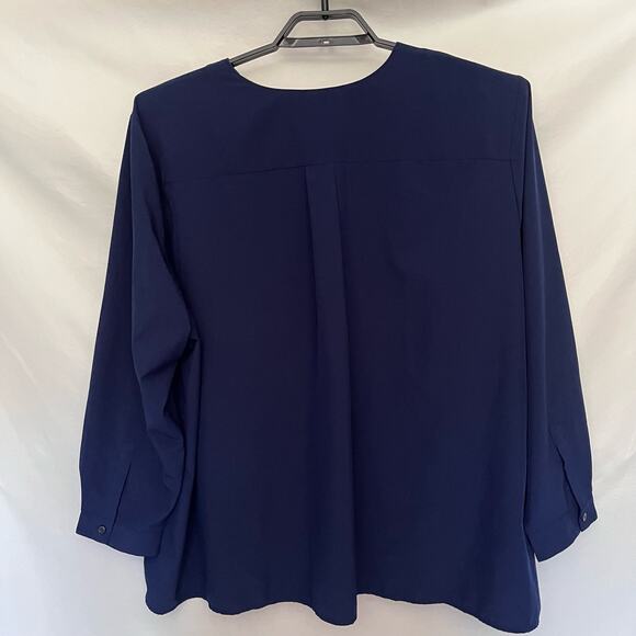 Lane Bryant V-Neck Career Womens Top Navy Blue Size 3X Minimal Balloon Stretchy - Picture 5 of 11